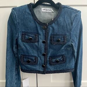 Denim cropped self portrait jacket